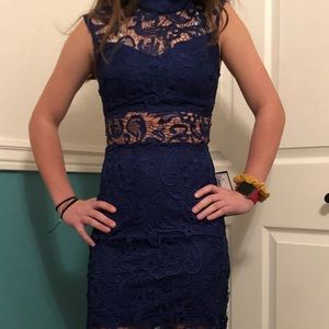 Blue lace formal dress